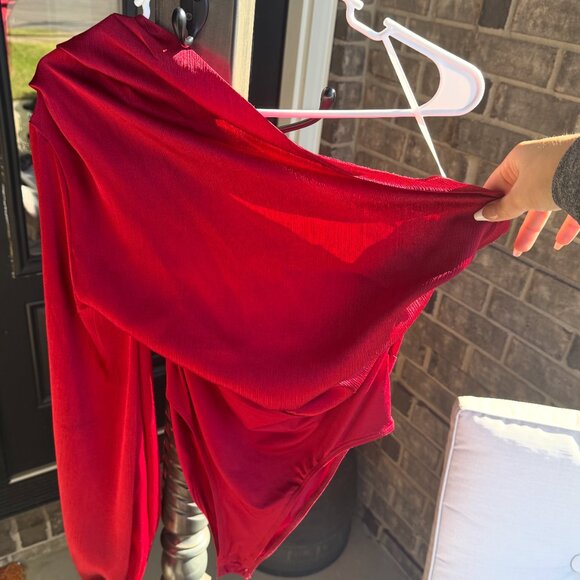 Women's XL Red One-Armed Bodysuit - Picture 1 of 7